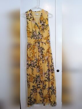 Yellow Floral Maxi Dress London Times Size 8 Boho Cottagecore